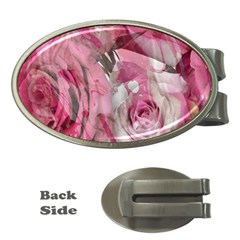 Roses Marbling  Money Clips (oval)  by kaleidomarblingart