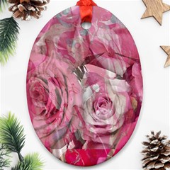 Roses Marbling  Oval Ornament (two Sides) by kaleidomarblingart