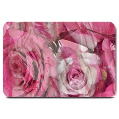 Roses Marbling  Large Doormat  by kaleidomarblingart