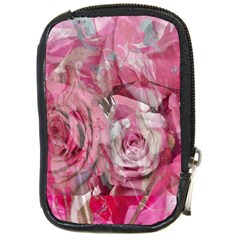 Roses Marbling  Compact Camera Leather Case by kaleidomarblingart