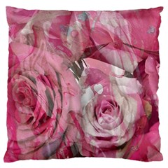 Roses Marbling  Large Flano Cushion Case (one Side) by kaleidomarblingart