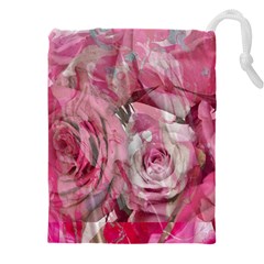 Roses Marbling  Drawstring Pouch (5xl) by kaleidomarblingart