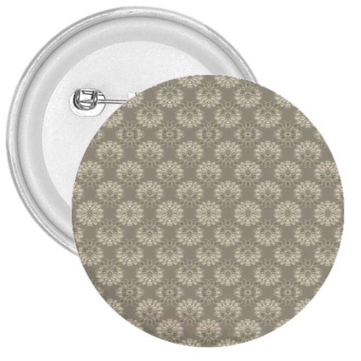 Bright Silver Flowers Motif Pattern 3  Buttons