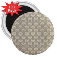 Bright Silver Flowers Motif Pattern 3  Magnets (100 Pack) by dflcprintsclothing