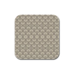 Bright Silver Flowers Motif Pattern Rubber Square Coaster (4 Pack)  by dflcprintsclothing