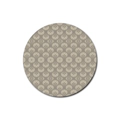 Bright Silver Flowers Motif Pattern Rubber Round Coaster (4 Pack)  by dflcprintsclothing