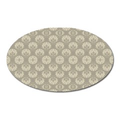 Bright Silver Flowers Motif Pattern Oval Magnet by dflcprintsclothing