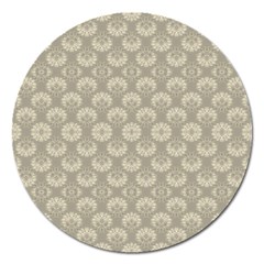 Bright Silver Flowers Motif Pattern Magnet 5  (round) by dflcprintsclothing