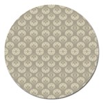 Bright Silver Flowers Motif Pattern Magnet 5  (Round) Front