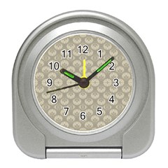 Bright Silver Flowers Motif Pattern Travel Alarm Clock by dflcprintsclothing