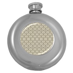 Bright Silver Flowers Motif Pattern Round Hip Flask (5 Oz) by dflcprintsclothing