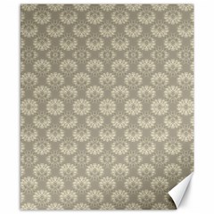 Bright Silver Flowers Motif Pattern Canvas 8  X 10 