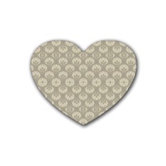 Bright Silver Flowers Motif Pattern Rubber Coaster (heart)  by dflcprintsclothing