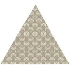 Bright Silver Flowers Motif Pattern Wooden Puzzle Triangle by dflcprintsclothing