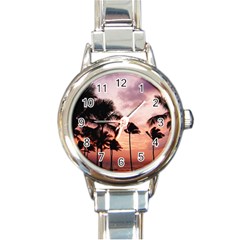 Palm Trees Round Italian Charm Watch by LW323