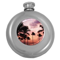 Palm Trees Round Hip Flask (5 Oz) by LW323