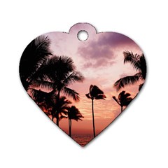 Palm Trees Dog Tag Heart (two Sides) by LW323