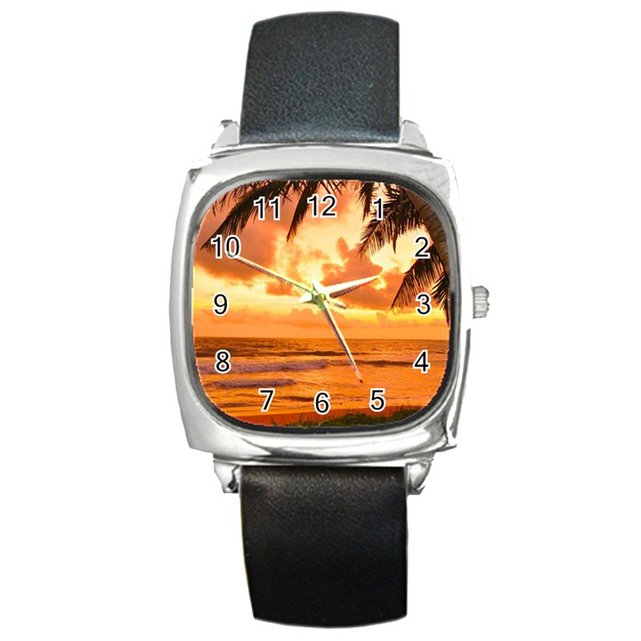 Sunset Beauty Square Metal Watch