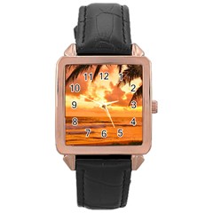 Sunset Beauty Rose Gold Leather Watch  by LW323