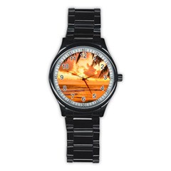 Sunset Beauty Stainless Steel Round Watch