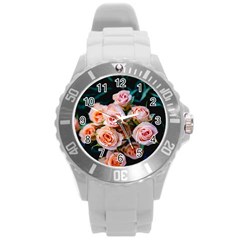 Sweet Roses Round Plastic Sport Watch (l) by LW323