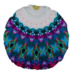 Peacock Large 18  Premium Flano Round Cushions by LW323