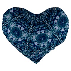 Blue Heavens Large 19  Premium Flano Heart Shape Cushions by LW323