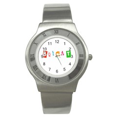 Bright Colorful Simple Artistic Vivid Unique Stainless Steel Watch by oddybuddystore