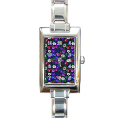 Watercolor Flowers  Bindweed  Liana Rectangle Italian Charm Watch by SychEva