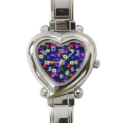 Watercolor Flowers  Bindweed  Liana Heart Italian Charm Watch by SychEva