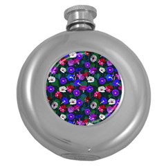 Watercolor Flowers  Bindweed  Liana Round Hip Flask (5 Oz) by SychEva