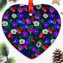 Watercolor Flowers  Bindweed  Liana Heart Ornament (two Sides) by SychEva