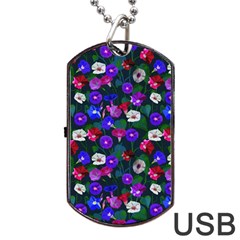 Watercolor Flowers  Bindweed  Liana Dog Tag Usb Flash (two Sides) by SychEva