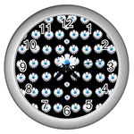 Festive Flowers For The Perfect Day In Peace Wall Clock (Silver) Front