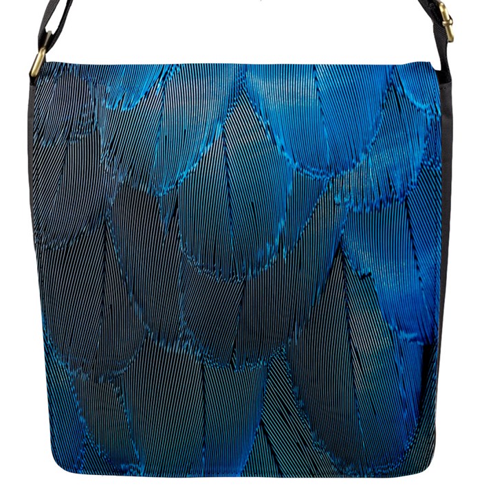 Feathery Blue Flap Closure Messenger Bag (S)