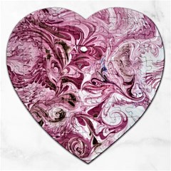 Dusty Pink Marbling Jigsaw Puzzle (heart) by kaleidomarblingart