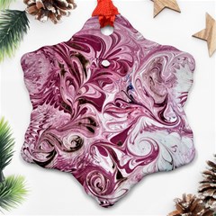 Dusty Pink Marbling Snowflake Ornament (two Sides) by kaleidomarblingart