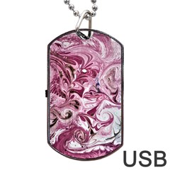 Dusty Pink Marbling Dog Tag Usb Flash (one Side) by kaleidomarblingart