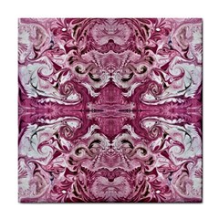 Pink Marbling Symmetry Tile Coaster by kaleidomarblingart