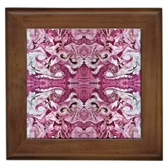 Pink Marbling Symmetry Framed Tile by kaleidomarblingart