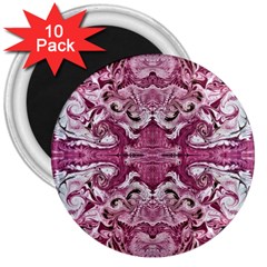 Pink Marbling Symmetry 3  Magnets (10 Pack)  by kaleidomarblingart