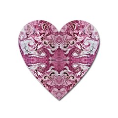 Pink Marbling Symmetry Heart Magnet by kaleidomarblingart