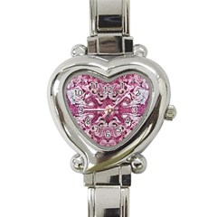 Pink Marbling Symmetry Heart Italian Charm Watch by kaleidomarblingart