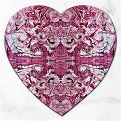 Pink Marbling Symmetry Jigsaw Puzzle (heart) by kaleidomarblingart