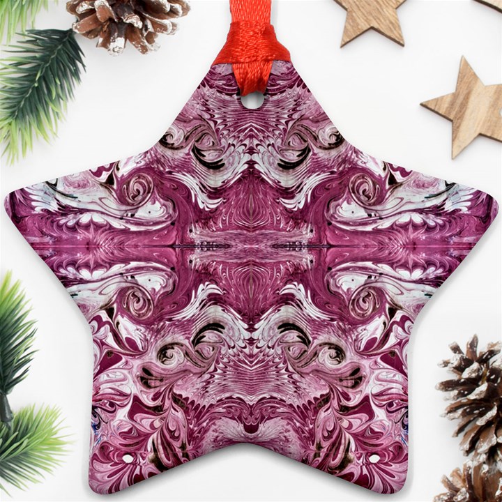 Pink marbling symmetry Star Ornament (Two Sides)