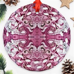 Pink Marbling Symmetry Round Filigree Ornament (two Sides) by kaleidomarblingart