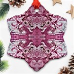 Pink marbling symmetry Snowflake Ornament (Two Sides) Back