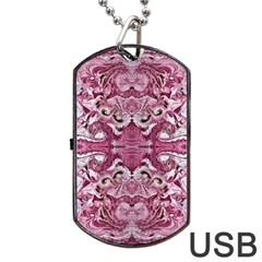 Pink Marbling Symmetry Dog Tag Usb Flash (one Side) by kaleidomarblingart