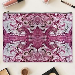 Pink Marbling Symmetry Cosmetic Bag (xxxl) by kaleidomarblingart