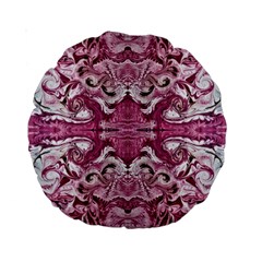 Pink Marbling Symmetry Standard 15  Premium Round Cushions by kaleidomarblingart